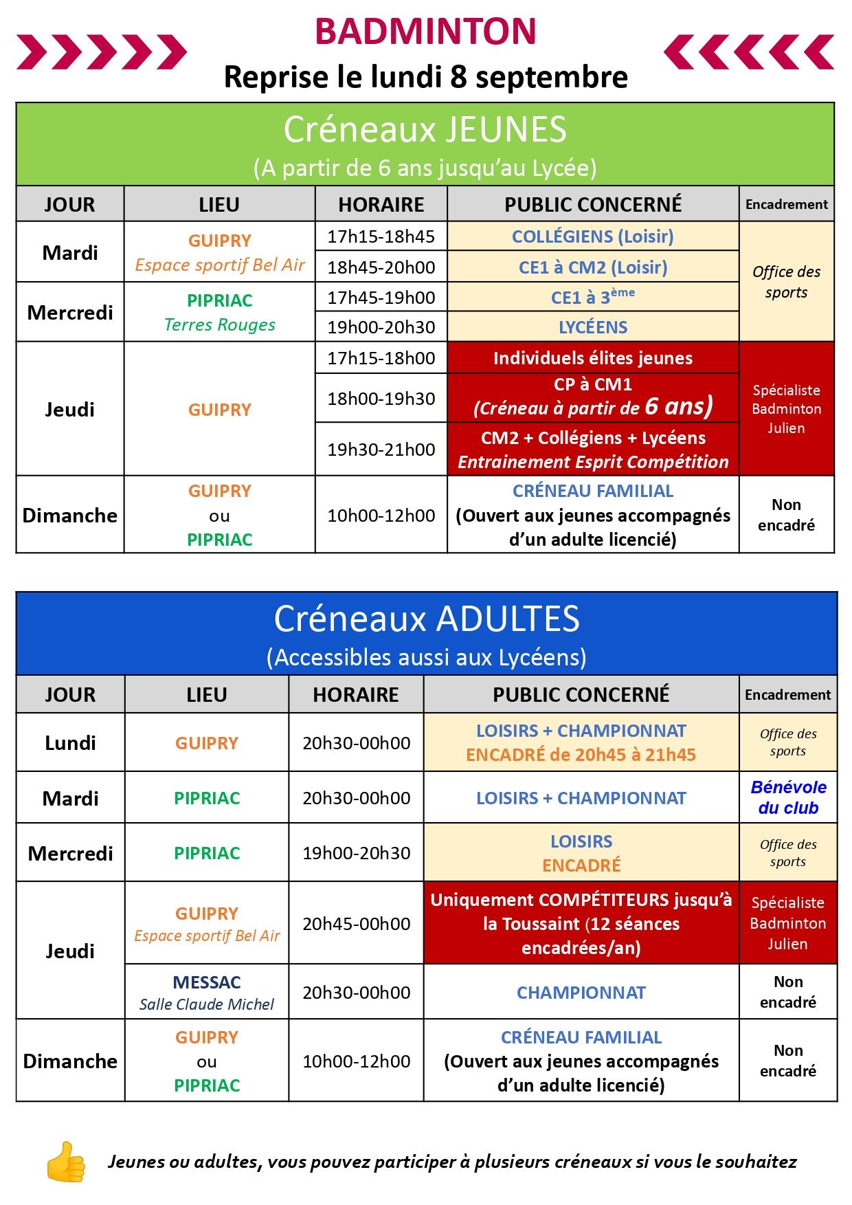Horaires 2025 2026
